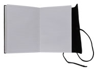 black leather wrapped journal with tie closure