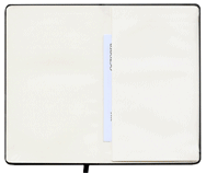 Inside of paper journal book with pocket